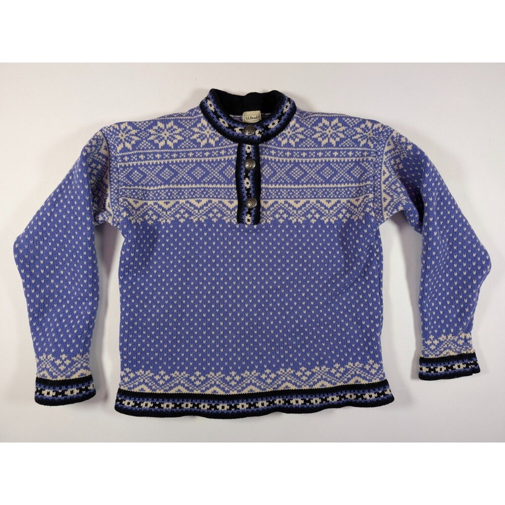 Vintage LL Bean Sweater Women S Merino Wool Fair Isle Nordic Snowflake Knit 90s